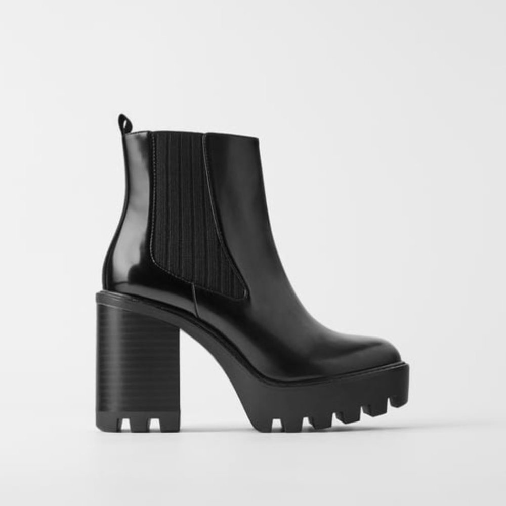 HEELED BOOTIES WITH LUG SOLES (ZARA)